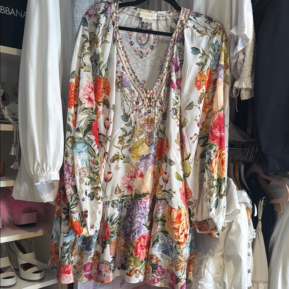 Camilla Pink and Orange Ruffled 3/4 Sleeve dress - Picture 7 of 7